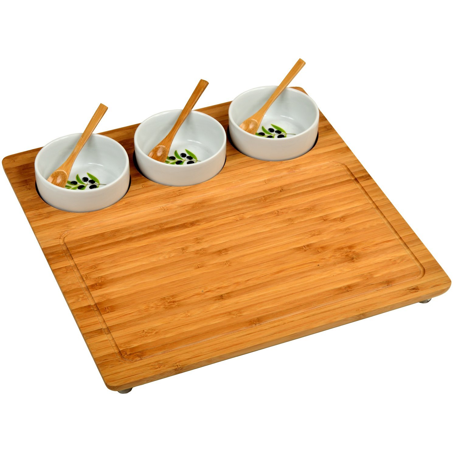 Cheese Serving Board and Set with 3 Bowls