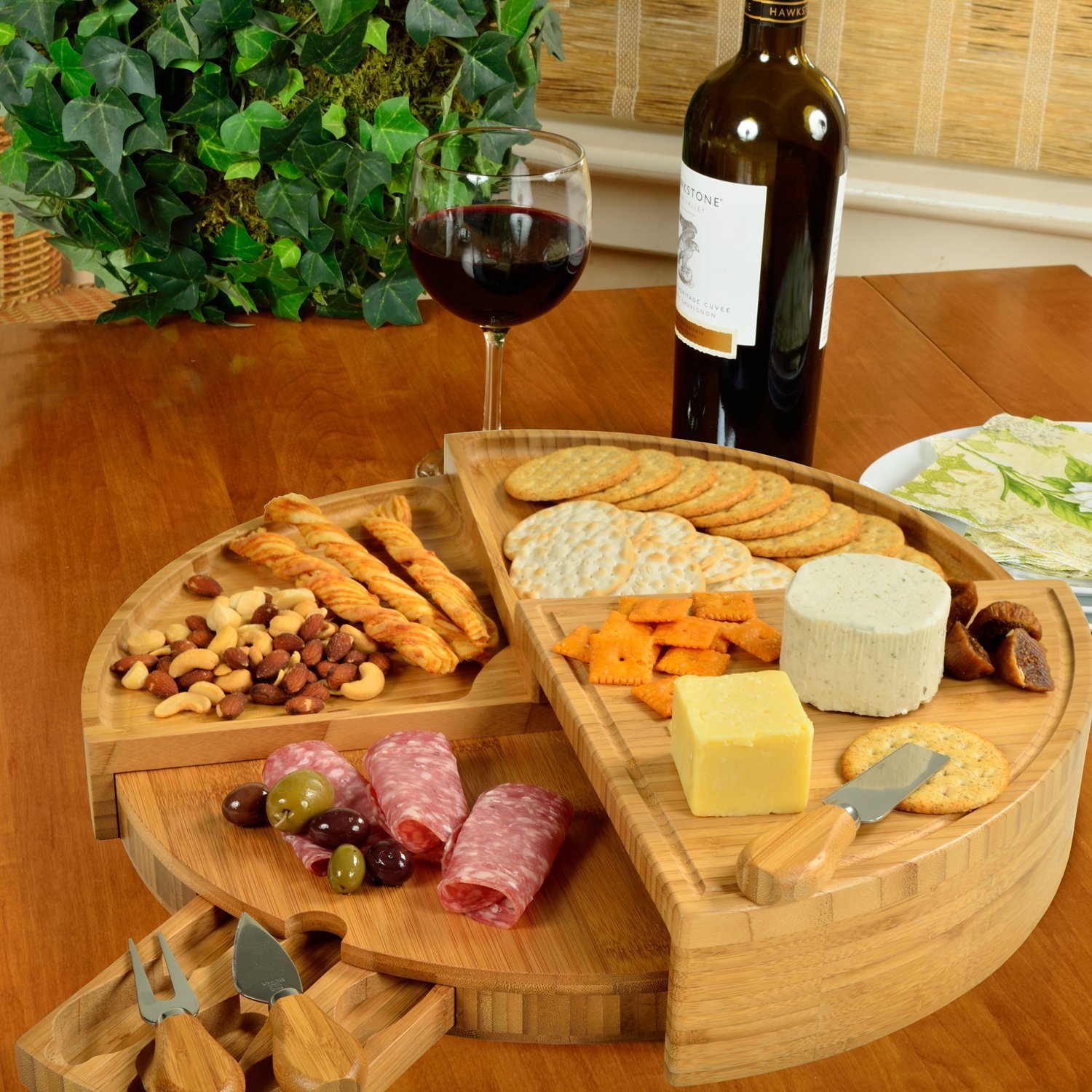 Round Cheese Board with Cheese Serving Tools (FOLDABLE)